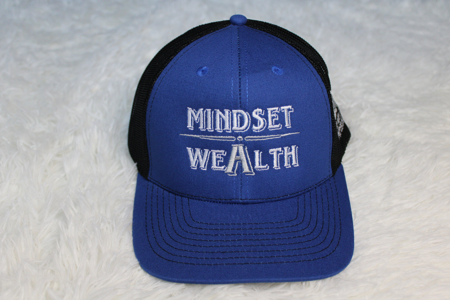 Mindset = Wealth Trucker Hat (Blue/Black)