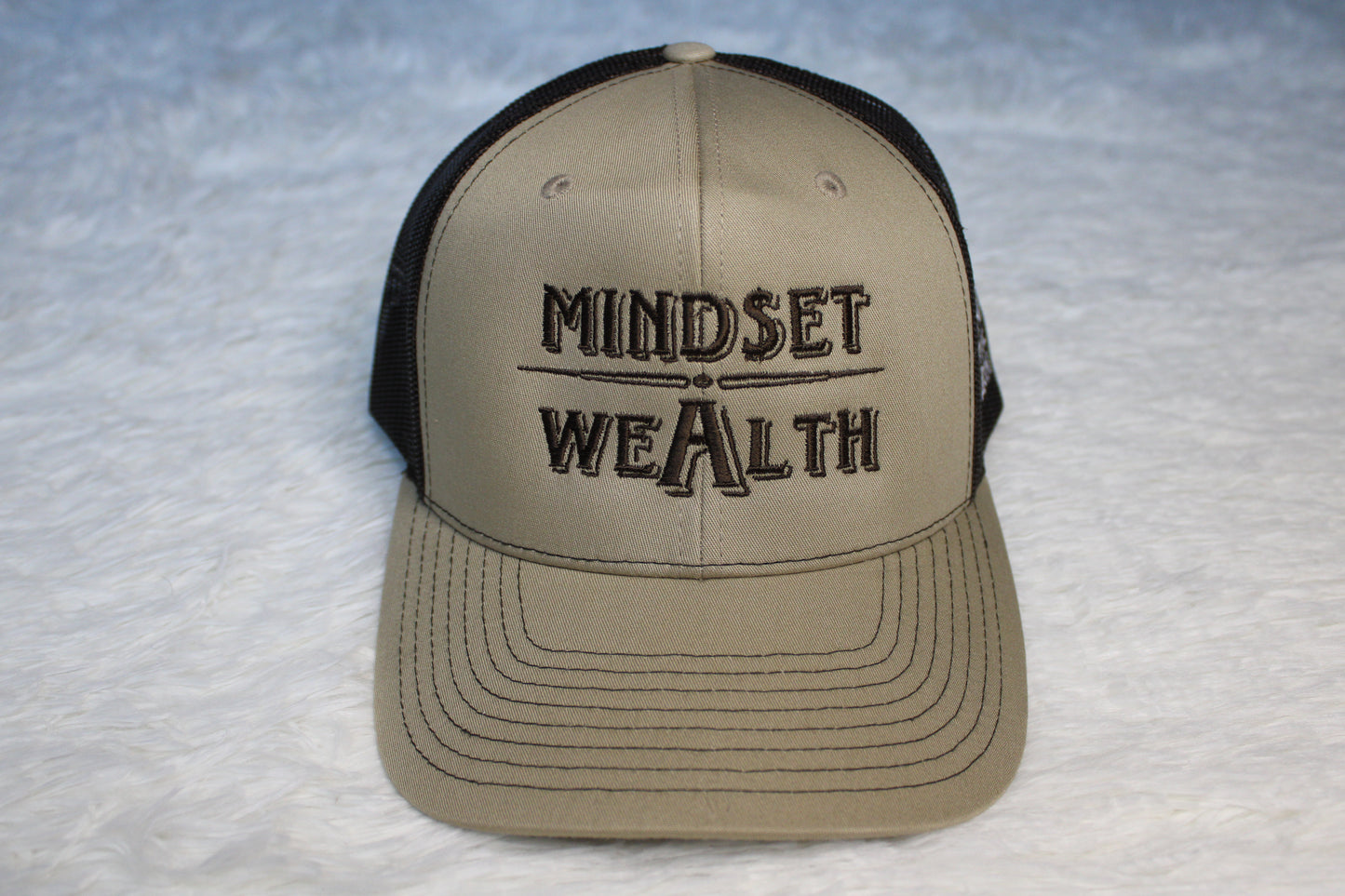 Mindset = Wealth Trucker Hat (Tan/Brown)