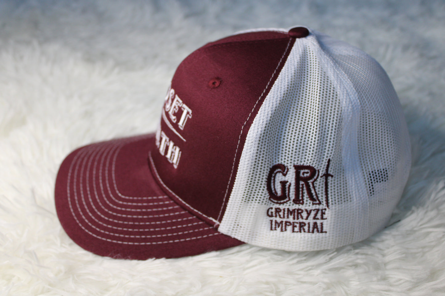 Mindset = Wealth Trucker Hat (Maroon/White)
