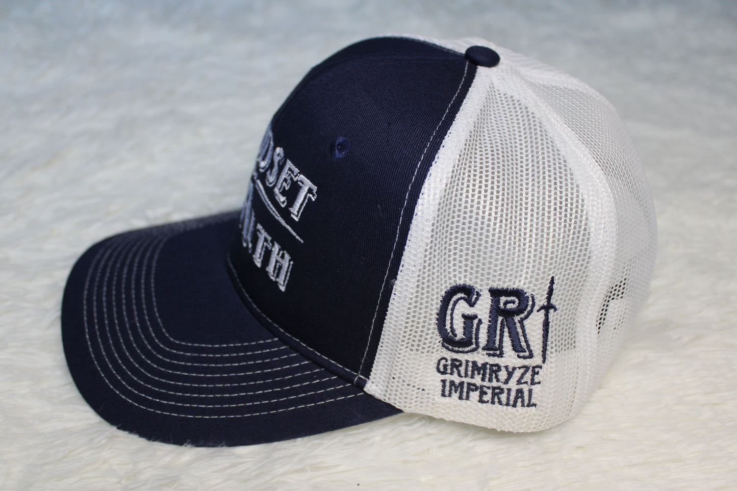 Mindset = Wealth Trucker Hat (Navy/White)