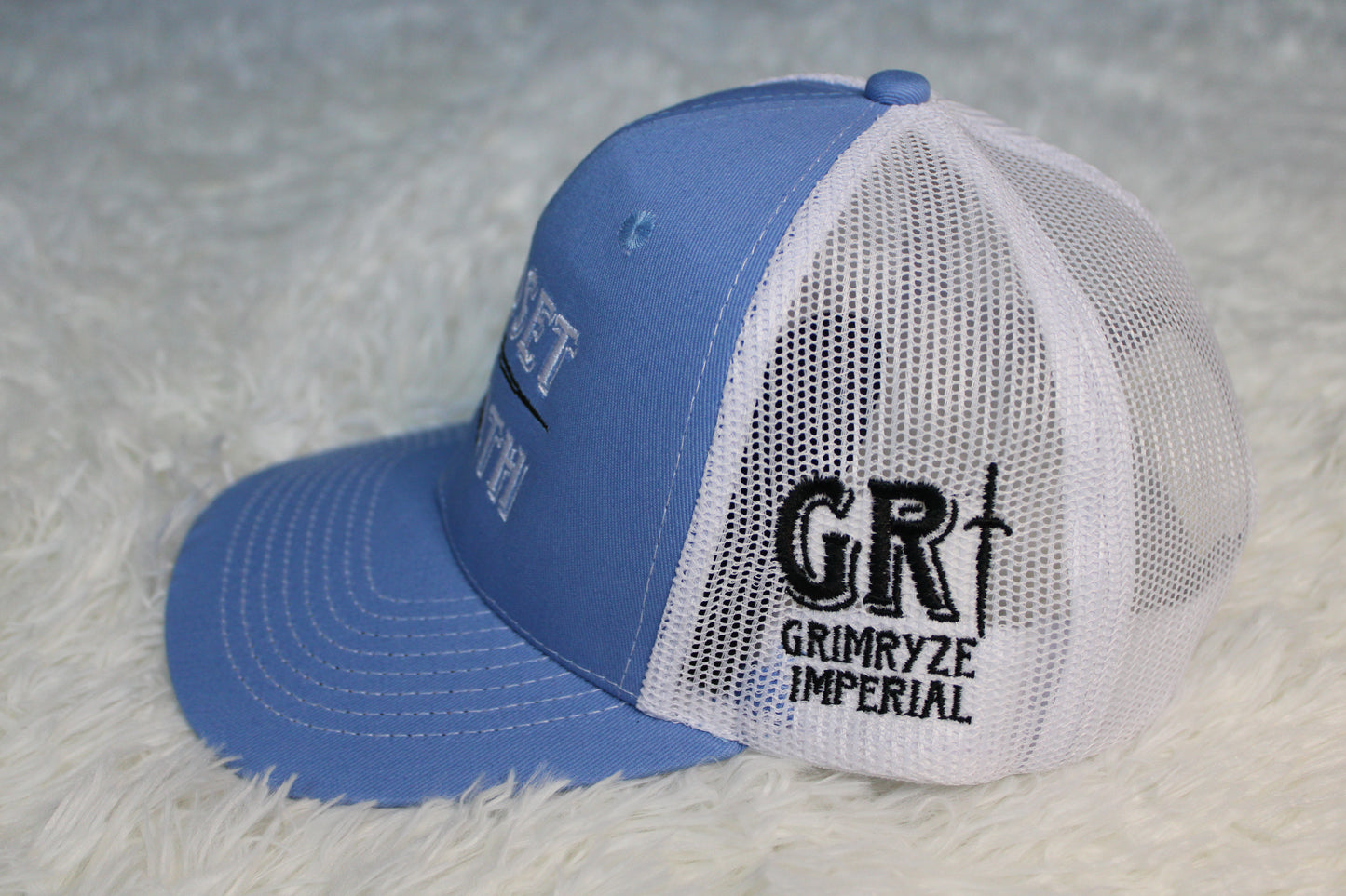 Mindset = Wealth Trucker Hat (Light Blue)