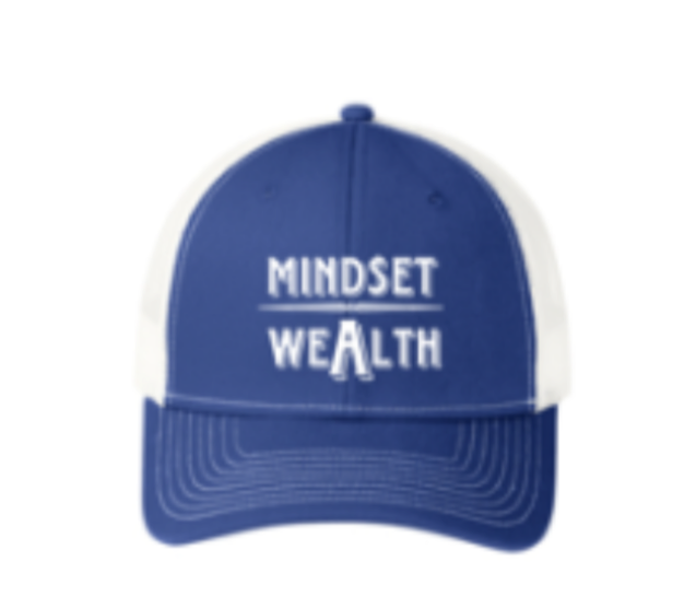 Mindset = Wealth Trucker Hat (Blue/White)