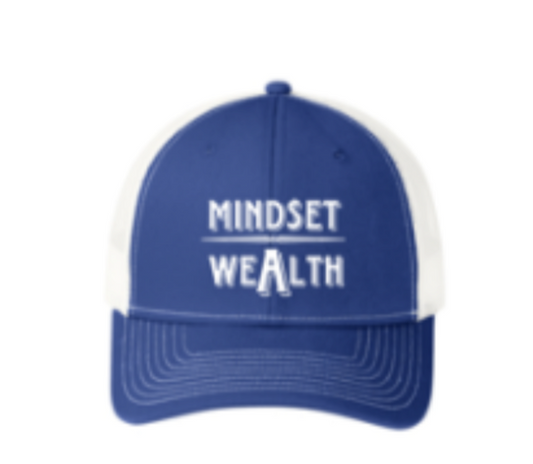 Mindset = Wealth Trucker Hat (Blue/White)
