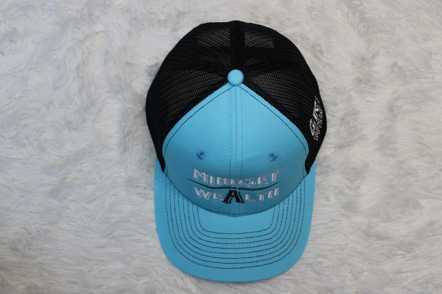 Mindset = Wealth Trucker Hat (Turqoise/Black)