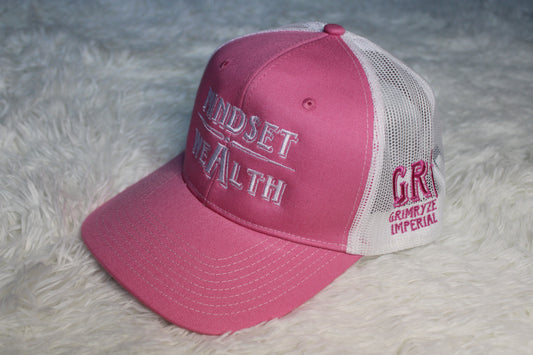 Mindset = Wealth Trucker Hat (Pink/White)