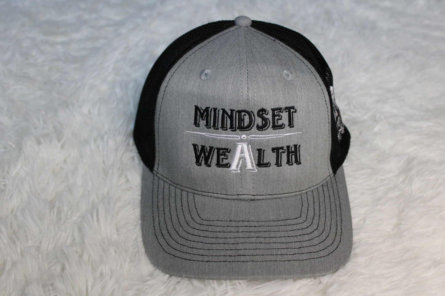 Mindset = Wealth Trucker Hat (Grey/Black)