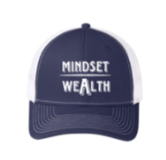 Mindset = Wealth Trucker Hat (Navy/White)