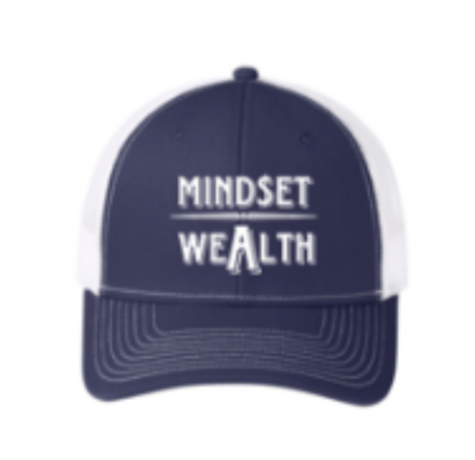 Mindset = Wealth Trucker Hat (Navy/White)