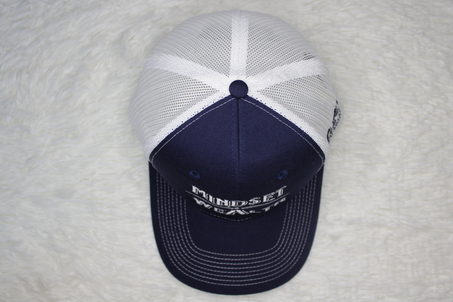 Mindset = Wealth Trucker Hat (Navy/White)