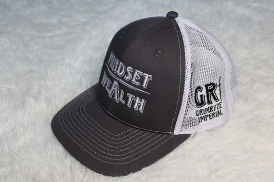 Mindset = Wealth Trucker Hat (Grey/White)