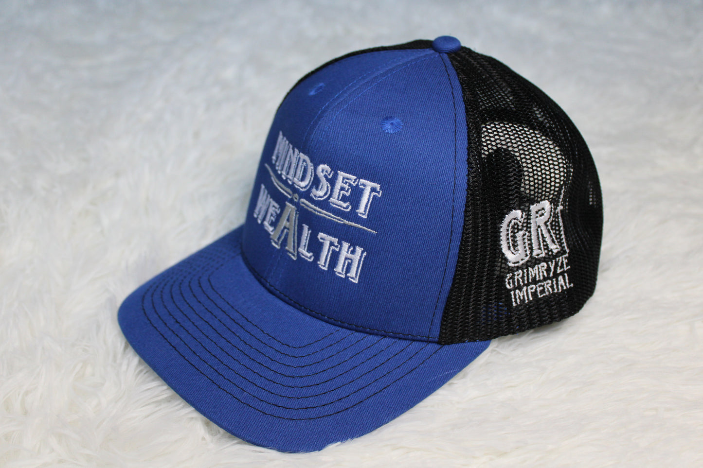 Mindset = Wealth Trucker Hat (Blue/Black)